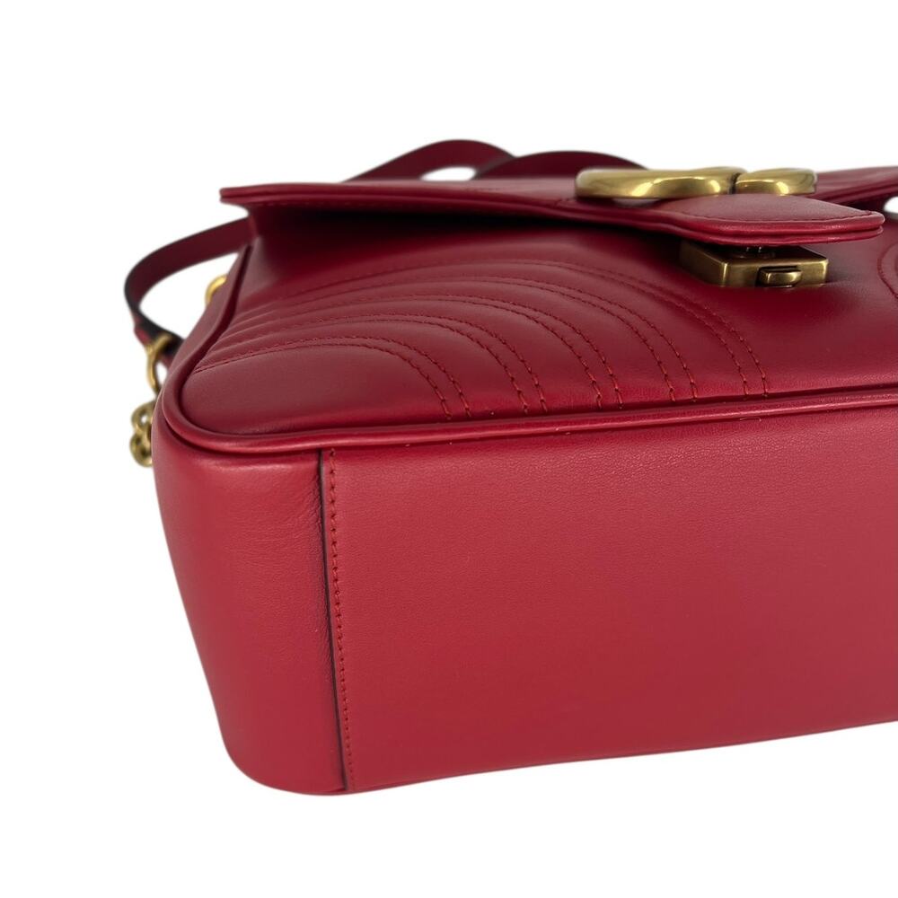 Gucci GG Marmont Small Matelasse Leather Top Handle Bag Hibiscus Red - Picture 12 of 16